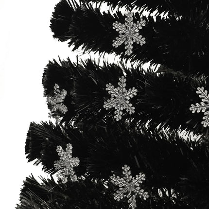 Kerstboom Met Led-Sneeuwvlokken 210 Cm Glasvezel Zwart