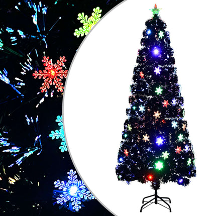 Kerstboom Met Led-Sneeuwvlokken 210 Cm Glasvezel Zwart