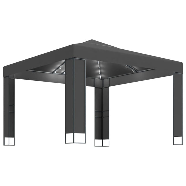 Prieel Met Dubbel Dak En Led-Lichtslinger 3X3 M Kleur