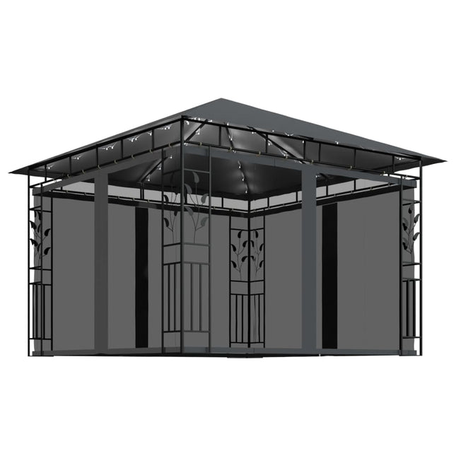 Prieel Met Klamboe Led-Lichtslinger 3X3X2,73 M Kleurig