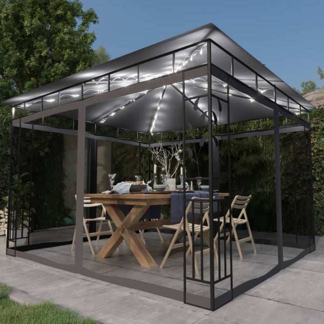 Prieel Met Klamboe Led-Lichtslinger 3X3X2,73 M Kleurig