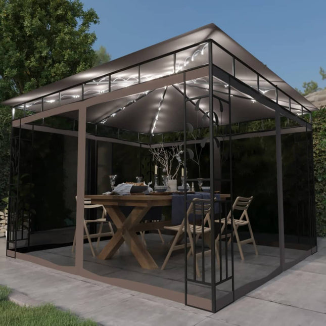Prieel Met Klamboe Led-Lichtslinger 3X3X2,73 M Kleurig