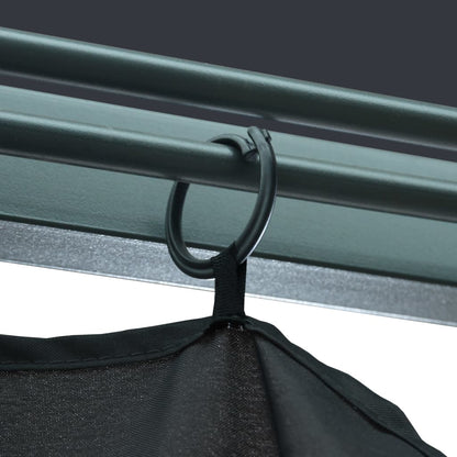 Prieel Met Gordijn Led-Lichtslinger 3X3 M Aluminium