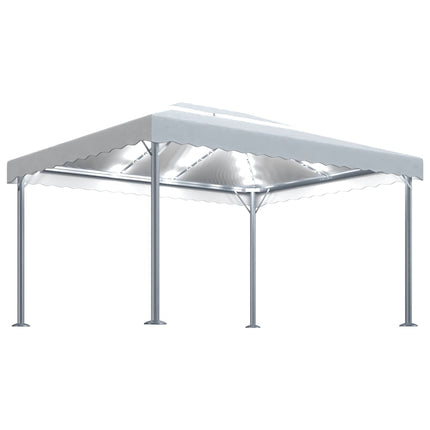 Prieel Met Led-Lichtslinger 400X300 Cm Aluminium Kleurig