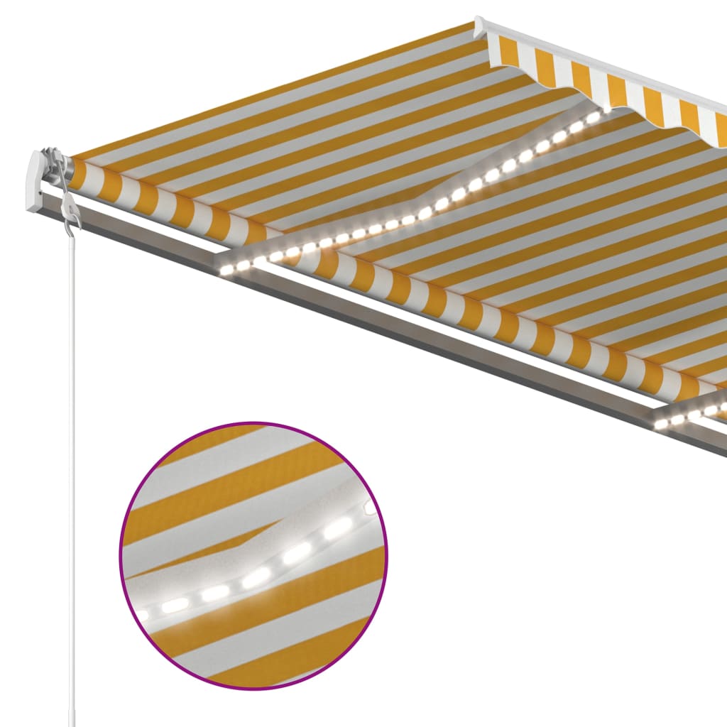 Luifel Automatisch Met Led En Windsensor Geel En Wit