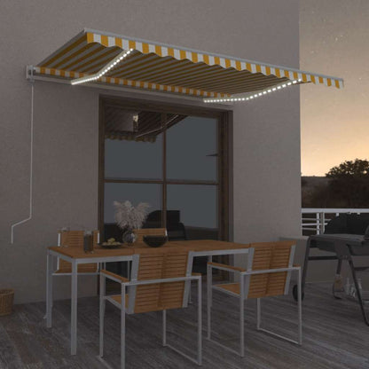Luifel Automatisch Met Led En Windsensor Geel En Wit