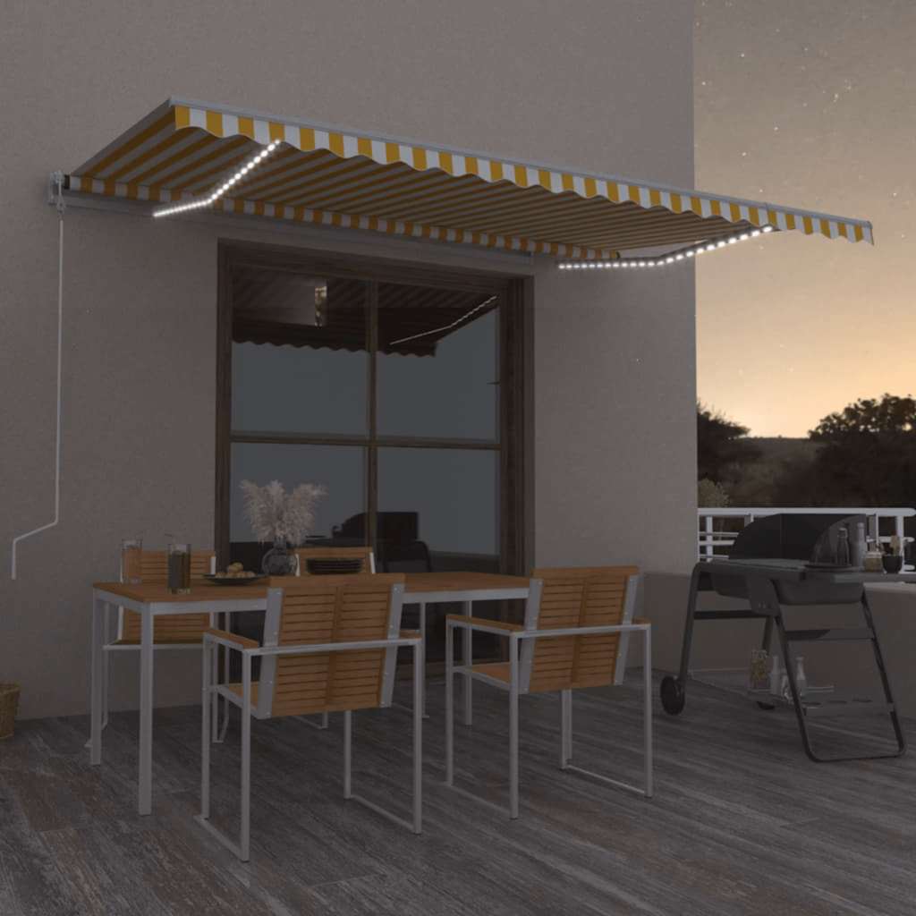 Luifel Automatisch Met Led En Windsensor Geel En Wit