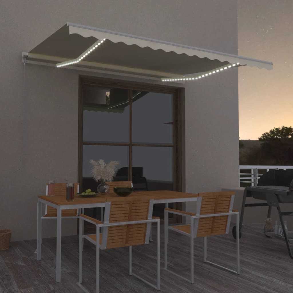 Luifel Handmatig Uittrekbaar Met Led Kleurig Crème