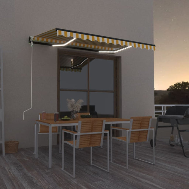 Luifel Automatisch Met Led En Windsensor Geel En Wit