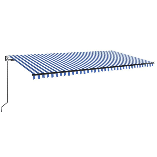 Luifel automatisch met LED en windsensor 600x350 cm blauw wit