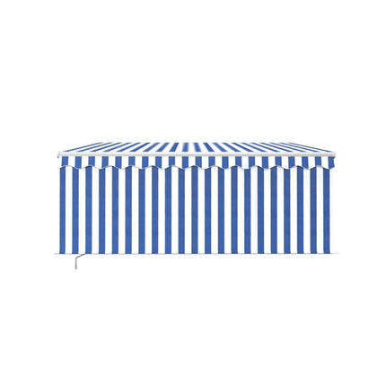 Luifel Handmatig Uittrekbaar Met Rolgordijn 3X2,5 M Blauw Wit