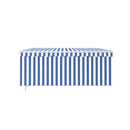 Luifel Handmatig Uittrekbaar Met Rolgordijn 3,5X2,5 M Blauw Wit