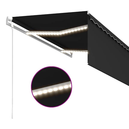 Luifel Met Rolgordijn, Led En Windsensor 3,5X2,5 M