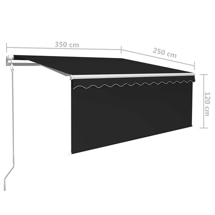 Luifel Met Rolgordijn, Led En Windsensor 3,5X2,5 M