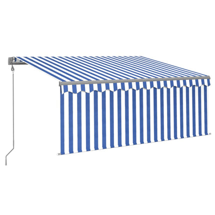 Luifel Automatisch Met Gordijn Led Windsensor 3X2,5 M Blauw Wit