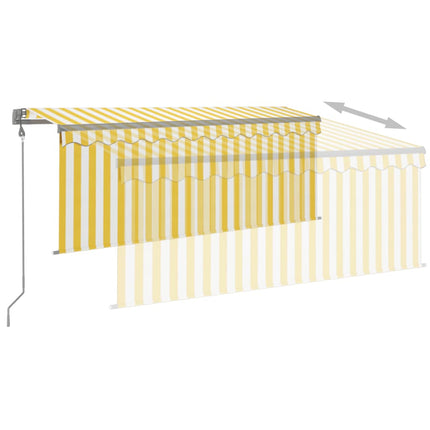 Luifel Automatisch Met Gordijn Led Windsensor 3X2,5 M Geel Wit