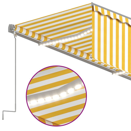 Luifel Automatisch Met Gordijn Led Windsensor 3X2,5 M Geel Wit