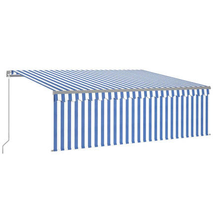 Luifel Handmatig Uittrekbaar Met Rolgordijn Led Blauw Wit