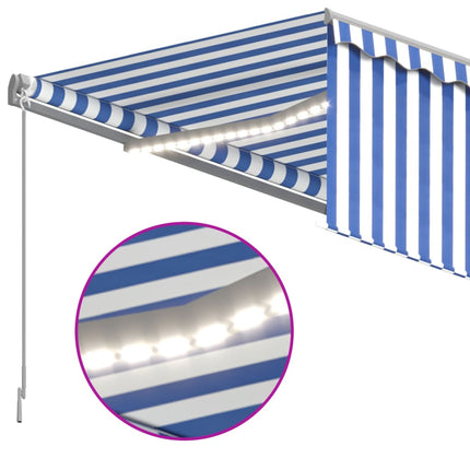Luifel Handmatig Uittrekbaar Met Rolgordijn Led Blauw Wit