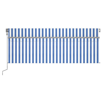 Luifel Automatisch Uittrekbaar Met Rolgordijn 4,5X3 M Blauw Wit