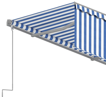 Luifel Automatisch Uittrekbaar Met Rolgordijn 4,5X3 M Blauw Wit