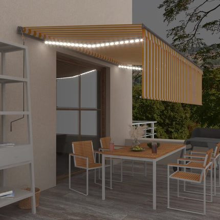 Luifel Handmatig Uittrekbaar Met Rolgordijn Led 4,5X3 M