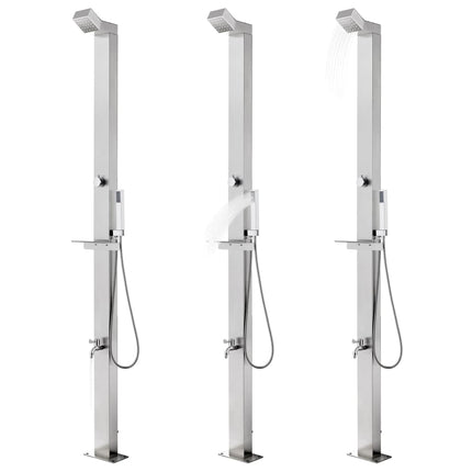 Buitendouche Met Grijze Basis 225 Cm Roestvrij Staal