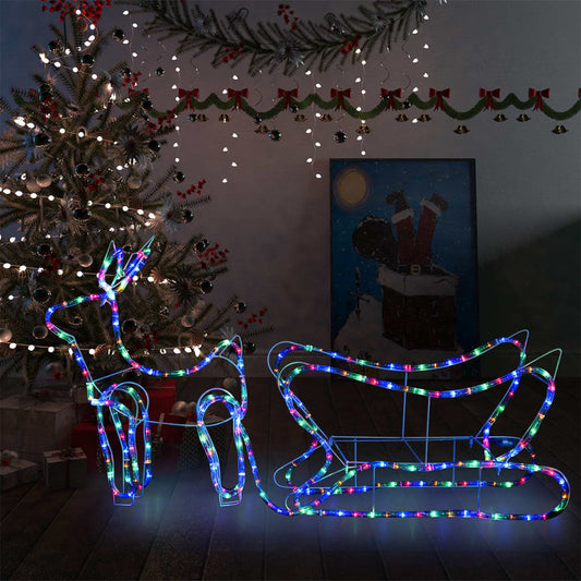 Kerstdecoratie Rendier En Slee 252 Led's Multikleur