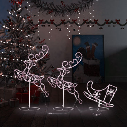 Kerstdecoratie Rendieren En Slee 260X21X87Cm Acryl
