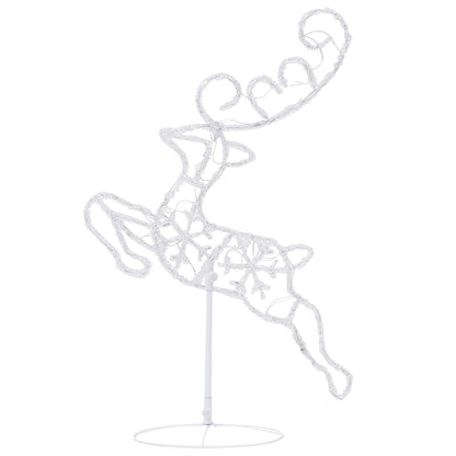 Kerstdecoratie rendieren en slee 260x21x87cm acryl blauw