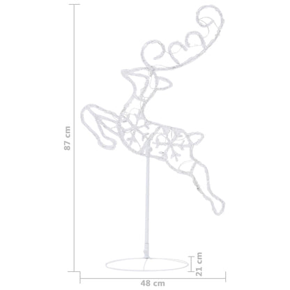 Kerstdecoratie rendieren en slee 260x21x87 cm acryl meerkleurig