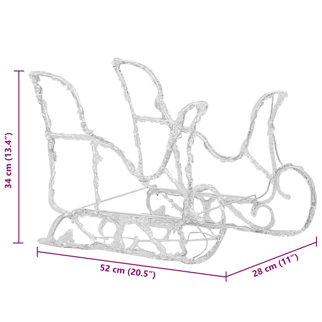 Kerstversiering rendieren en slee 160 LED's 130 cm acryl