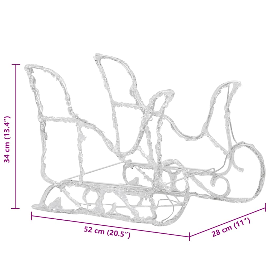 Kerstversiering rendieren en slee 160 LED's 130 cm acryl