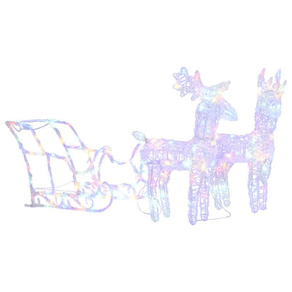 Kerstversiering rendieren en slee 160 LED's 130 cm acryl