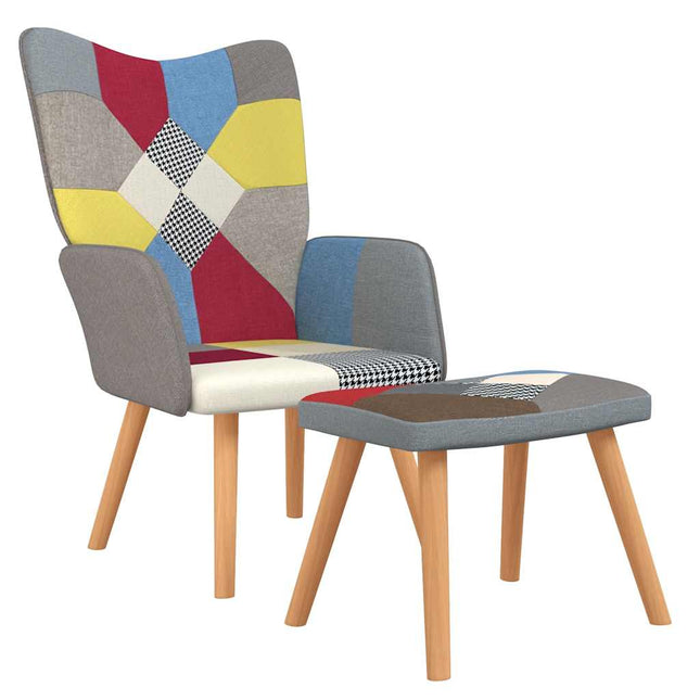 Relaxstoel Met Voetenbank Patchwork Stof