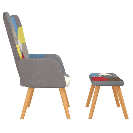 Relaxstoel Met Voetenbank Patchwork Stof