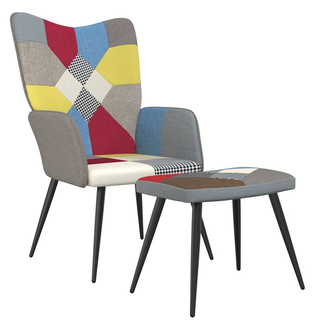 Relaxstoel Met Voetenbank Patchwork Stof