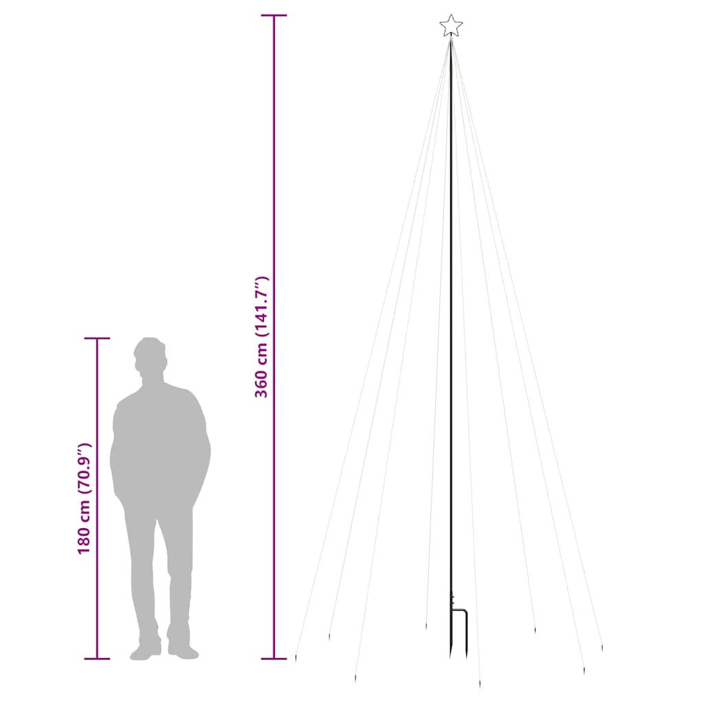 LED-kerstboom binnen buiten 576 LEDs 3,6 m blauw