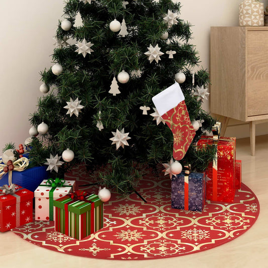 Luxe Kerstboomrok met Sok Rood 122 cm Stof