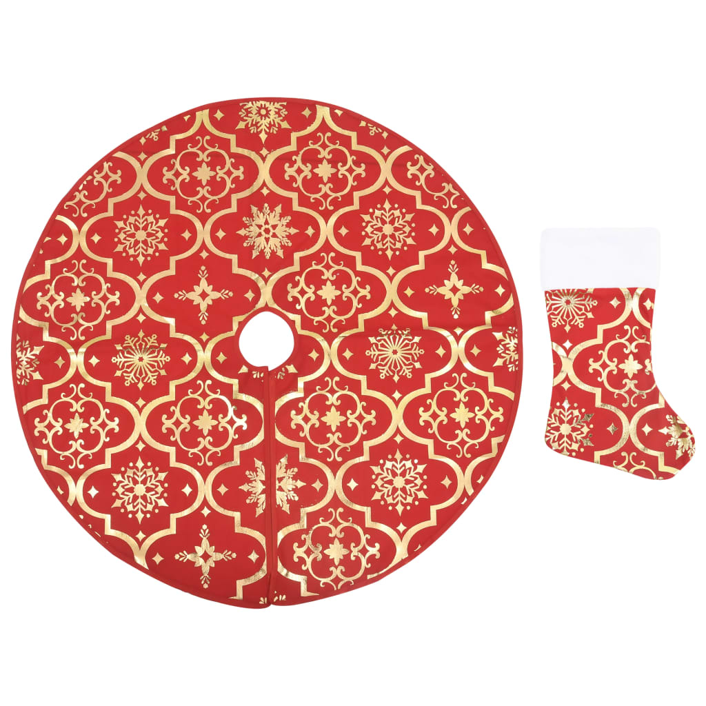 Luxe Kerstboomrok met Sok Rood 150 cm Stof
