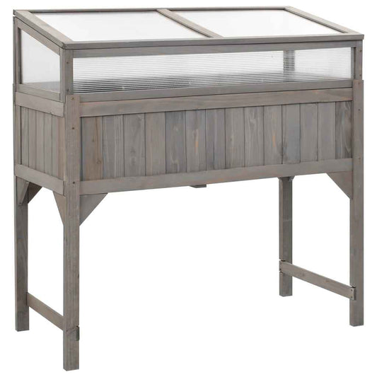 Plantenbak Verhoogd Met Kas 110X54X120 Cm Massief Vurenhout Bruin