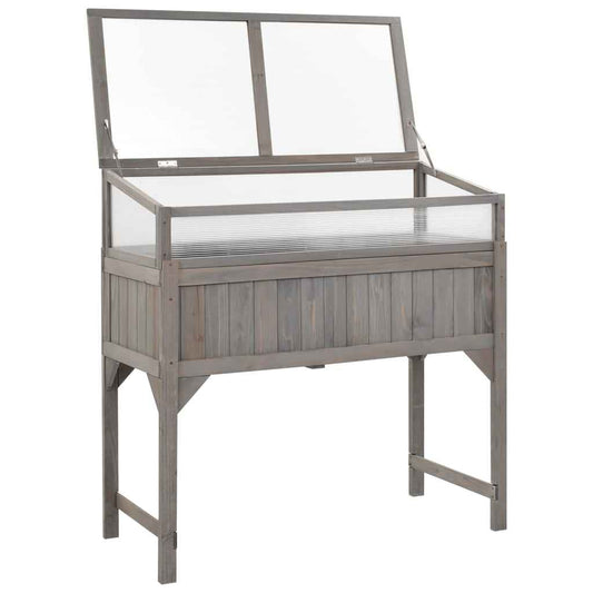 Plantenbak Verhoogd Met Kas 110X54X120 Cm Massief Vurenhout Bruin