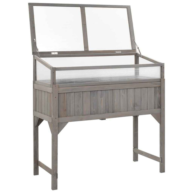 Plantenbak Verhoogd Met Kas 110X54X120 Cm Massief Vurenhout Bruin