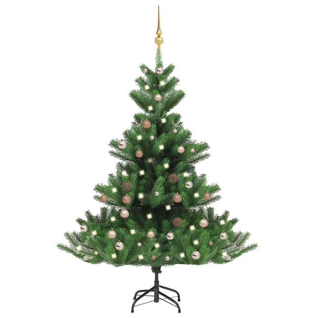 Kunstkerstboom Nordmann Met Led's En Kerstballen 150 Cm Groen
