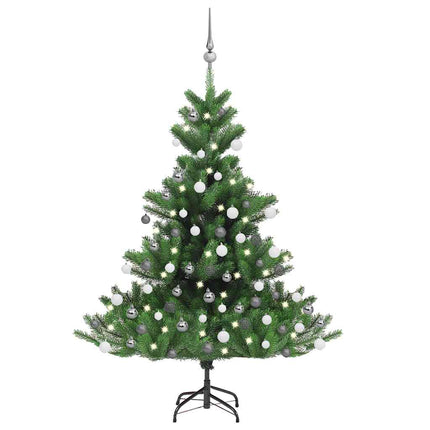 Kunstkerstboom Nordmann Met Led's En Kerstballen 150 Cm Groen