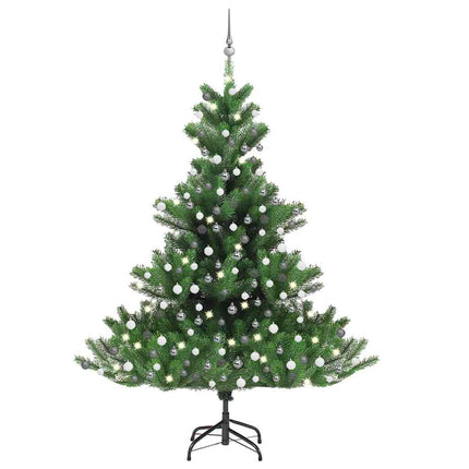 Kunstkerstboom Nordmann Met Led's En Kerstballen 150 Cm Groen