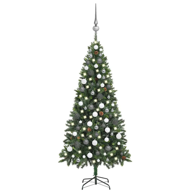 Kunstkerstboom Met Verlichting Kerstballen Dennenappels 210 Cm