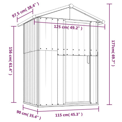 Tuinschuur 126X97,5X177 Cm Gegalvaniseerd Staal