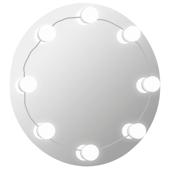 Wandspiegel Met Led-Lampen Rond Glas