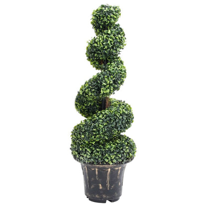 Kunstplant met pot buxus spiraal 100 cm groen